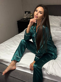 Moteriška satininė pižama – 4 nuotrauka