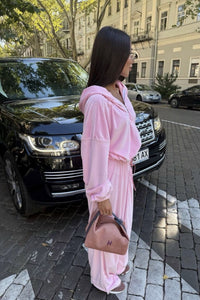 Barbie rožinė spalva - veliūrinis kostiumėlis su logo – 2 nuotrauka